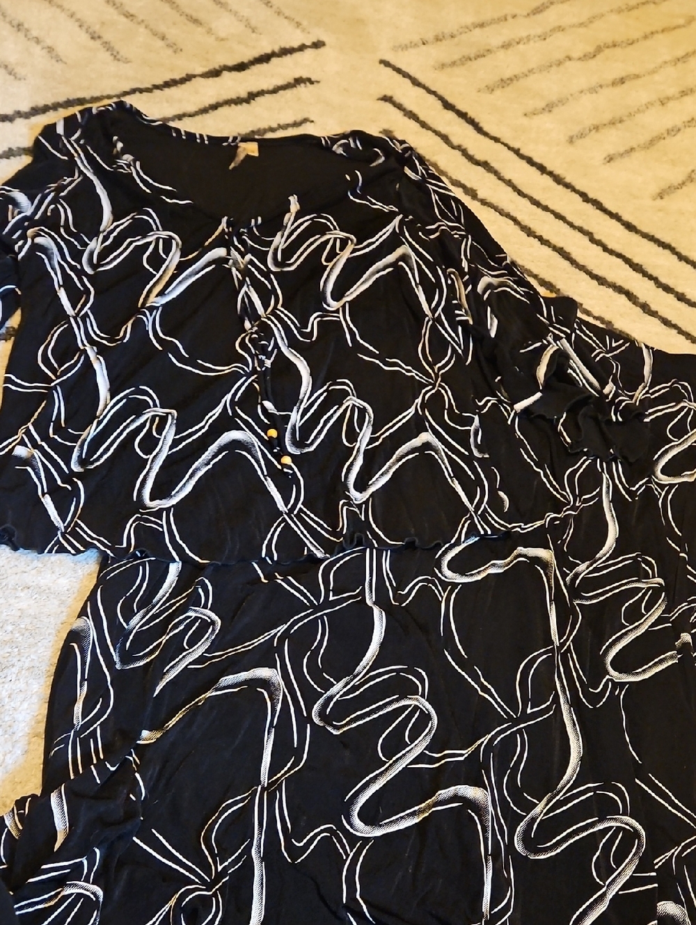 Susan Lawrence Black Top with White Accent Stitching Top And Skirt Set